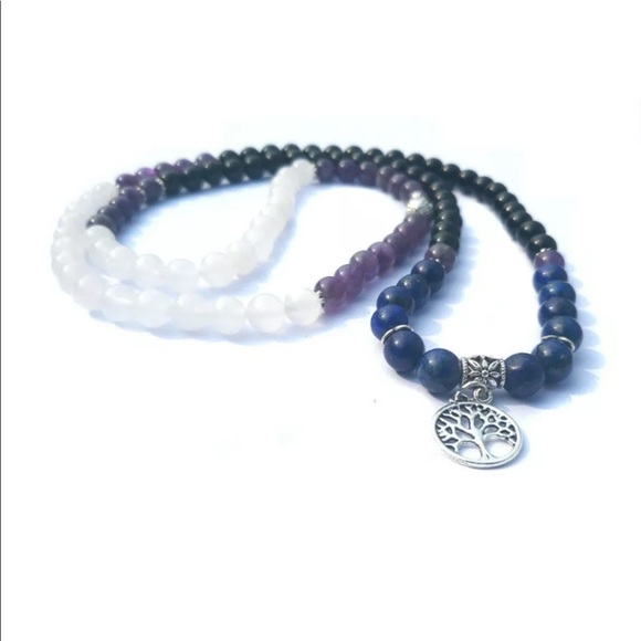 Lapis, Crystal, onyx and amethyst mala.prayer bead - Picture 4 of 4